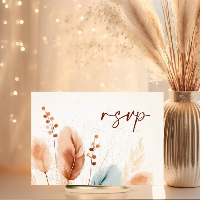 Wedding Watercolor Pampas Terracotta Blue RSVP Card (Wedding Watercolor Pampas Terracotta Blue RSVP Card)