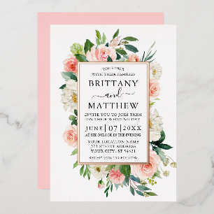 Wedding Watercolor Pink White Floral Rose Gold