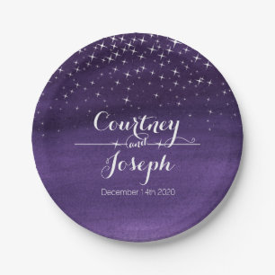 Wedding watercolor starry night paper plates