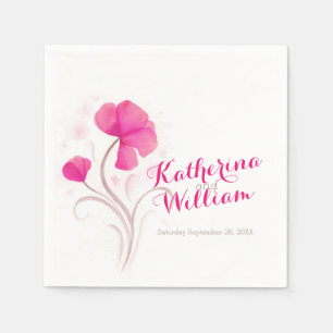 Wedding watercolor wildflower pink paper napkin