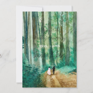 Wedding Watercolor woodland landscape Invitation