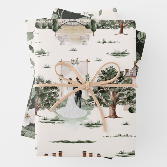 Wedding Watercolor Wrapping Paper Sheet (In situ)