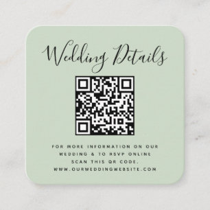 Wedding Websit QR Code Green Minimal Photo RSVP Enclosure Card