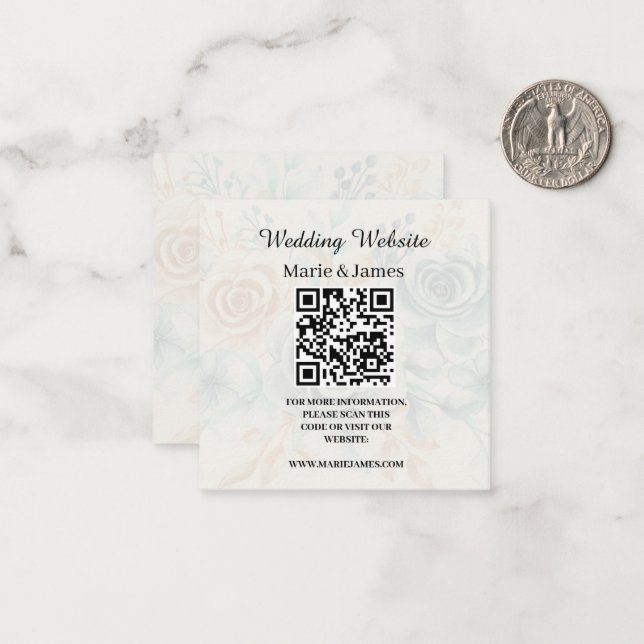 Wedding Website Add Name Date QR Code Minimalist   Card (Front/Back In Situ)