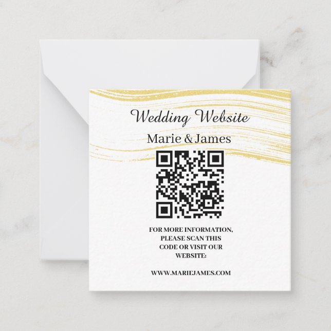 Wedding Website Add Name QR Code Minimalist Photo  Card (Front)
