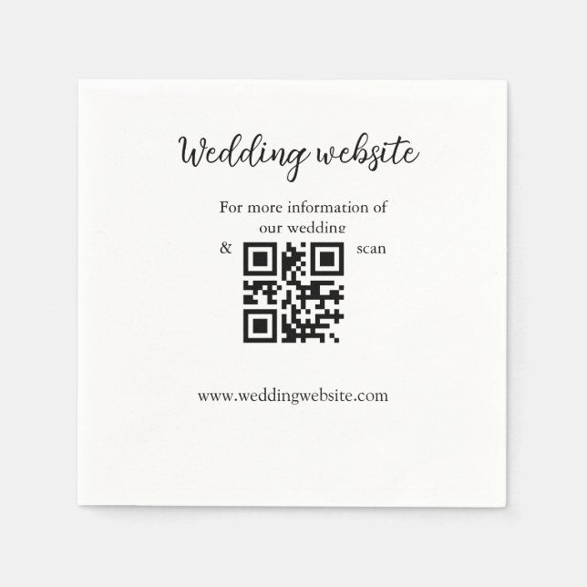 Wedding website add q r code couple name details  napkin (Front)