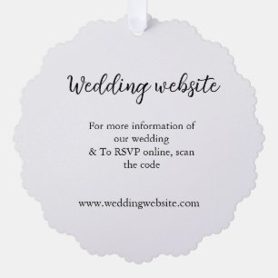 Wedding website add q r code couple name details  tree decoration card