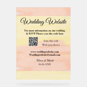 Wedding website add Q R code scan add name date ye Acrylic Sign
