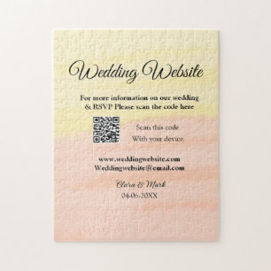 Wedding website add Q R code scan add name date ye Jigsaw Puzzle