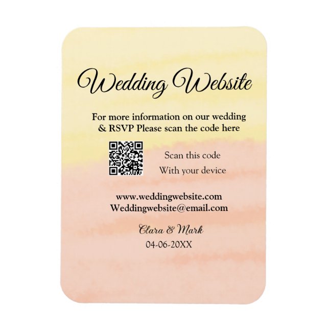 Wedding website add Q R code scan add name date ye Magnet (Vertical)
