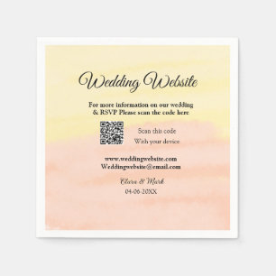 Wedding website add Q R code scan add name date ye Napkin