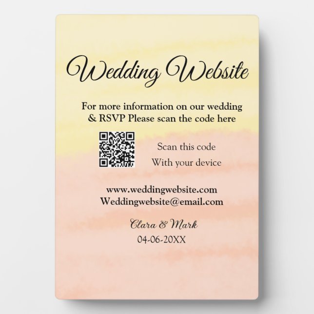 Wedding website add Q R code scan add name date ye Plaque (Front)