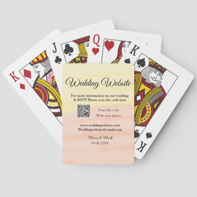 Wedding website add Q R code scan add name date ye Playing Cards (Back)