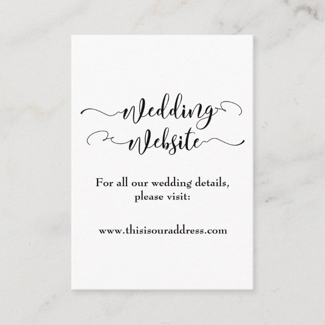 Wedding Website | Black Script & Your Photo Enclosure Card (Front)
