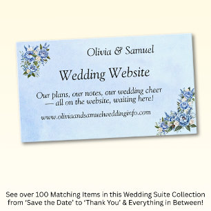 Wedding Website - Blue Peony Set Enclosure Card