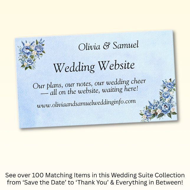 Wedding Website - Blue Peony Set Enclosure Card (Creator Uploaded)
