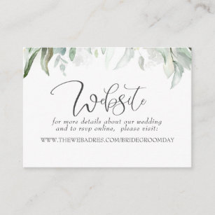 Wedding Website Bohemian Greenery Business Card