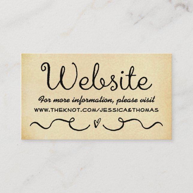 Wedding Website Card | Aged Vintage Antique (Front)