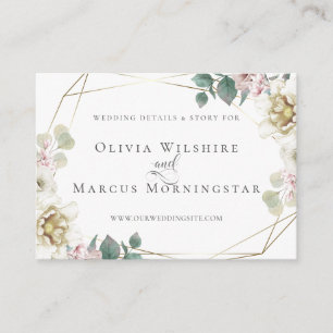 Wedding Website Card    Ivory Watercolor Peonies