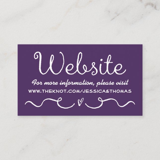 Wedding Website Card | Modern Purple & White (Front)