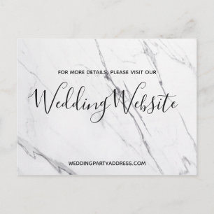 Wedding website card   White Marble  Postcard