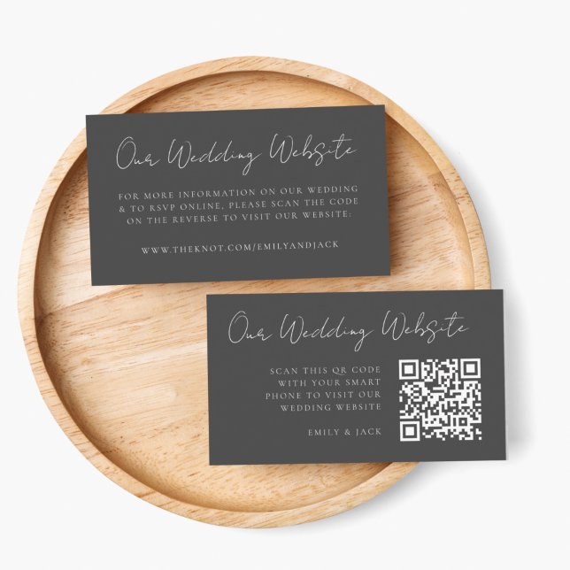Wedding Website | Charcoal Grey RSVP QR Code Enclosure Card (Direct guests seamlessly to your wedding website using this QR code enclosure card)