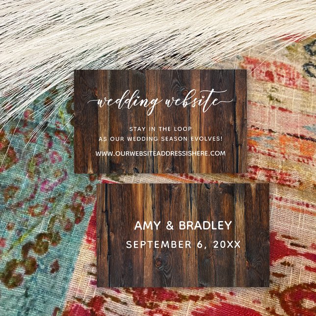 Wedding Website Details, Script & Rustic Wood Enclosure Card (Creator Uploaded)