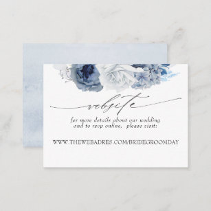 Wedding Website Dusty Blue Flowers Business Card