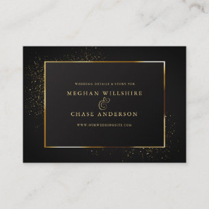 WEDDING WEBSITE Elegant Black and Gold Glitter Business Card