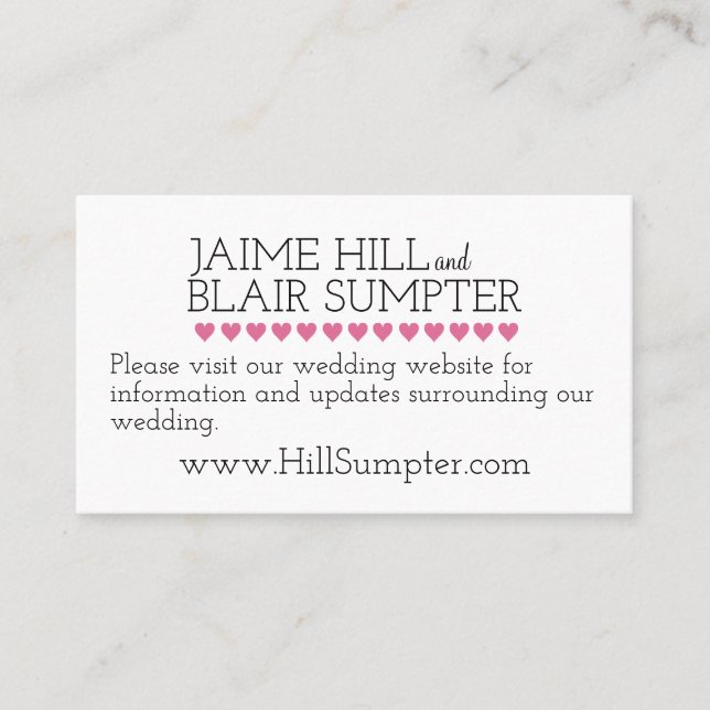 Wedding Website Enclosure Card Pink Typography (Front)