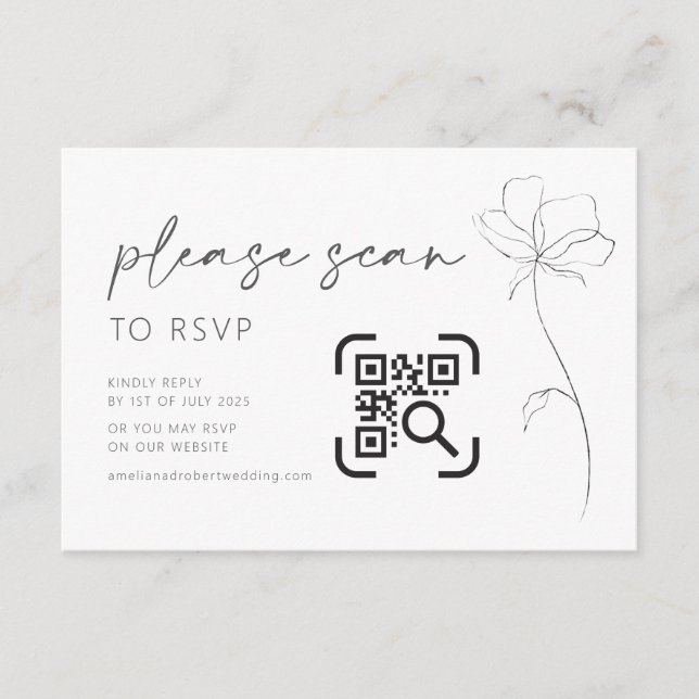 Wedding Website Enclosure Card QR Code RSVP Modern (Front)