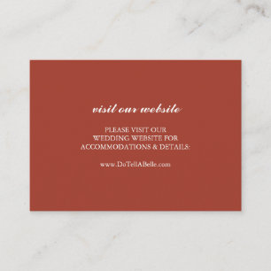 Wedding Website Insert Card Burnt Orange
