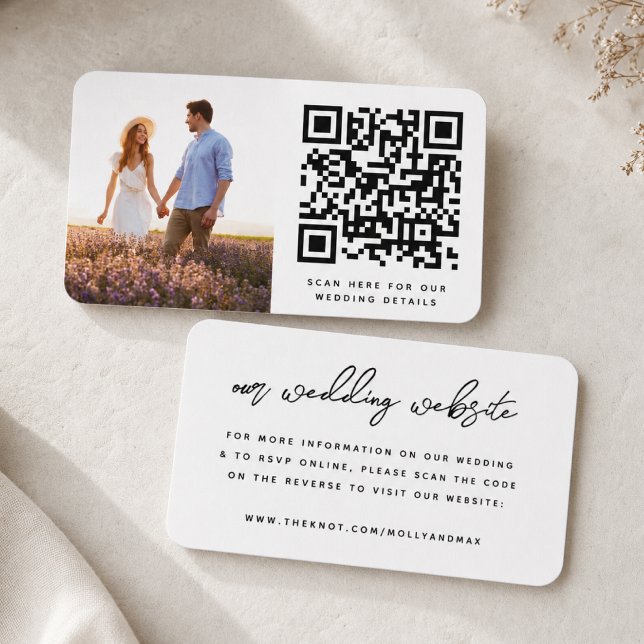 Wedding Website Insert Card | QR Code Online RSVP (Direct guests seamlessly to your wedding website using this QR code photo invite enclosure card)