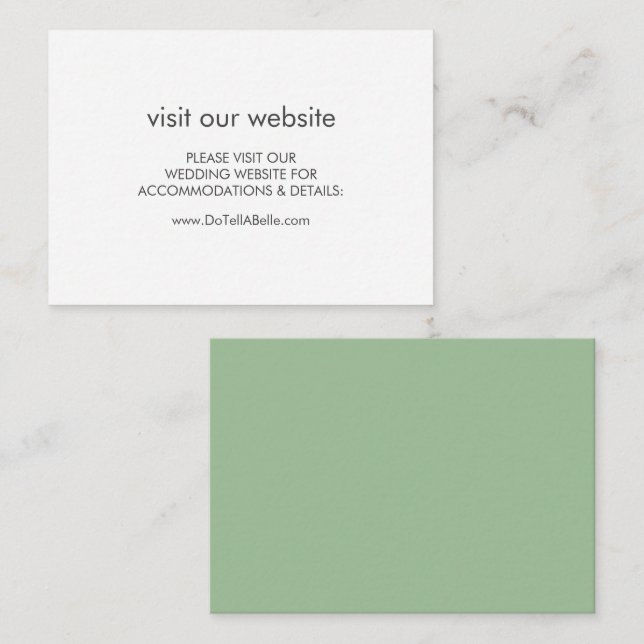 Wedding Website Insert Card Sage Green (Front/Back)