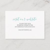 Wedding Website Insert Card Sea Glass Blue Script