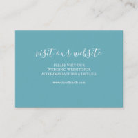 Wedding Website Insert Card Turquoise Blue Script
