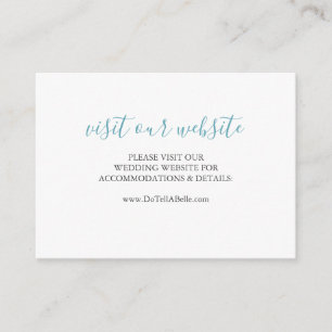 Wedding Website Insert Card Turquoise Blue Script