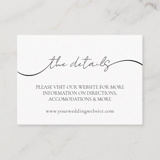 Wedding Website Minimal Photo Details Enclosure Card (Front)
