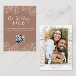 Wedding Website Mocha Mousse Boho Botanical  Enclosure Card