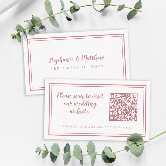 Wedding Website Modern QR Code Elegant Dusty Rose Enclosure Card (Wedding Website Modern QR Code Elegant Dusty Rose Enclosure Card)