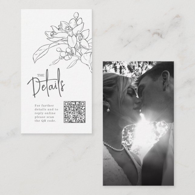 Wedding website orange blossom details QR wedding Enclosure Card (Front/Back)