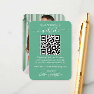 Wedding Website Photo QR Neo Mint Green Enclosure Card