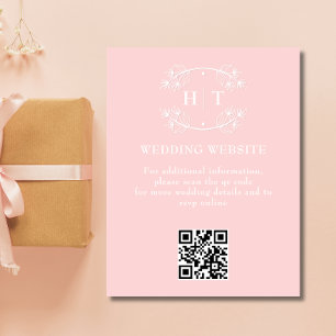 Wedding Website Pink Blush Monogram Enclosure Card