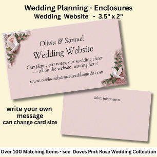 Wedding Website - Pink Roses & Doves Wedding Enclosure Card