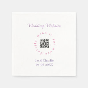 wedding website purple pink scan QR cicular elegan Napkin