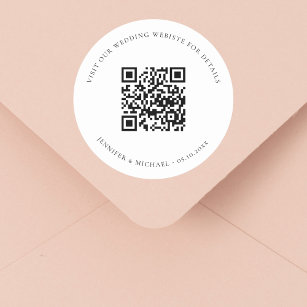 Wedding website QR code details information rsvp Classic Round Sticker