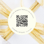 Wedding website QR code details rsvp ivory Classic Round Sticker<br><div class="desc">Add your url for your wedding website.  For information,  details,  online rsvp.  An ivory coloured background,  black text.</div>