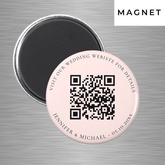 Wedding website QR code details rsvp rose gold Magnet (Creator Uploaded)