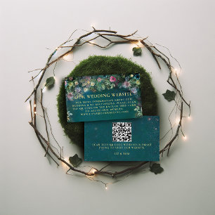 Wedding Website QR Code Enchanted Forest Rose Arch Enclosure Card