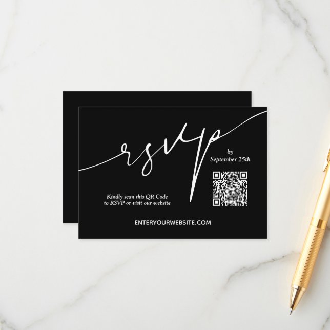 Wedding Website QR Code Enclosure Card (Front/Back In Situ)